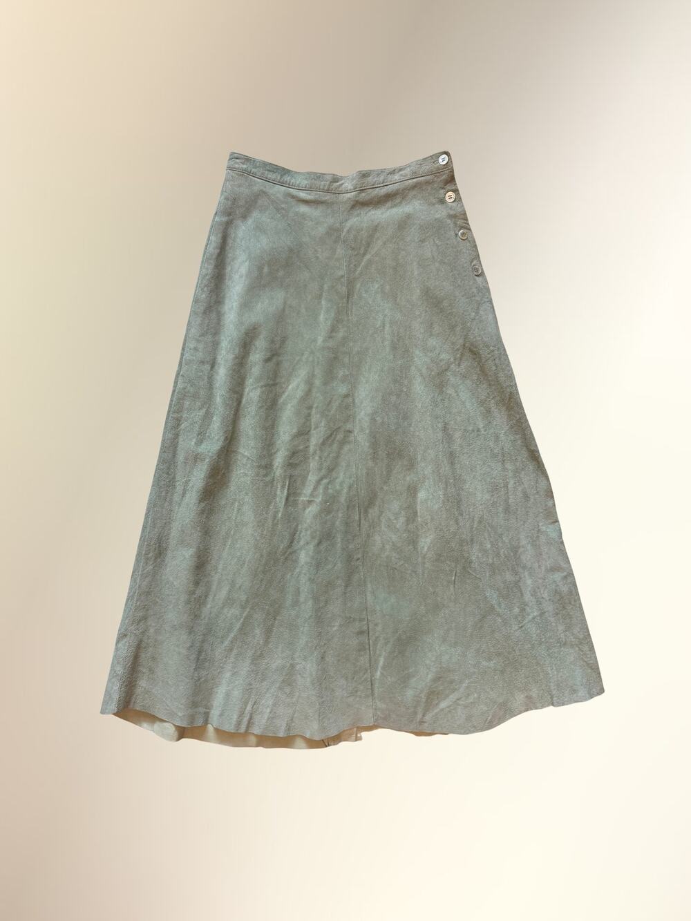 Vintage JH Collectibles Sage Genuine Suede A-Line Maxi Skirt 10